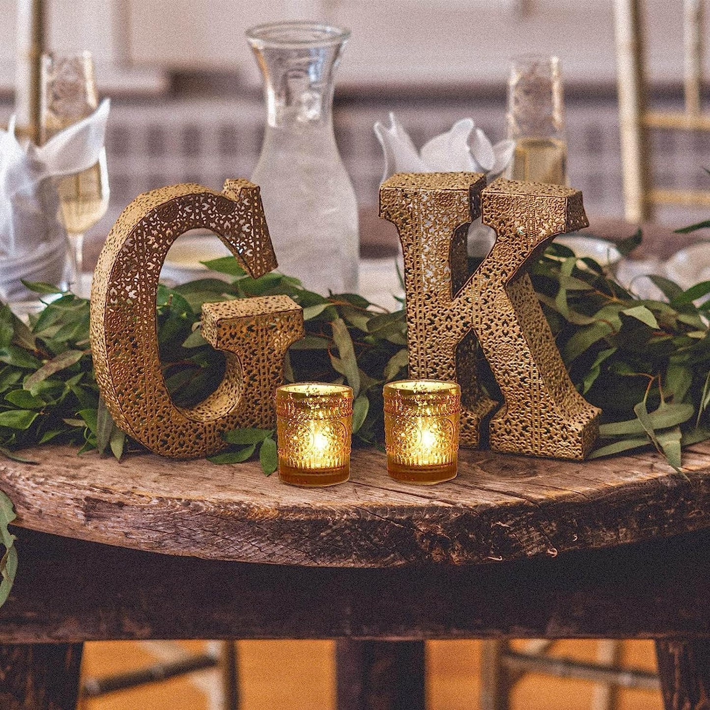 Teelichthalter-Set aus Quecksilberglas (12 Stück), Gold