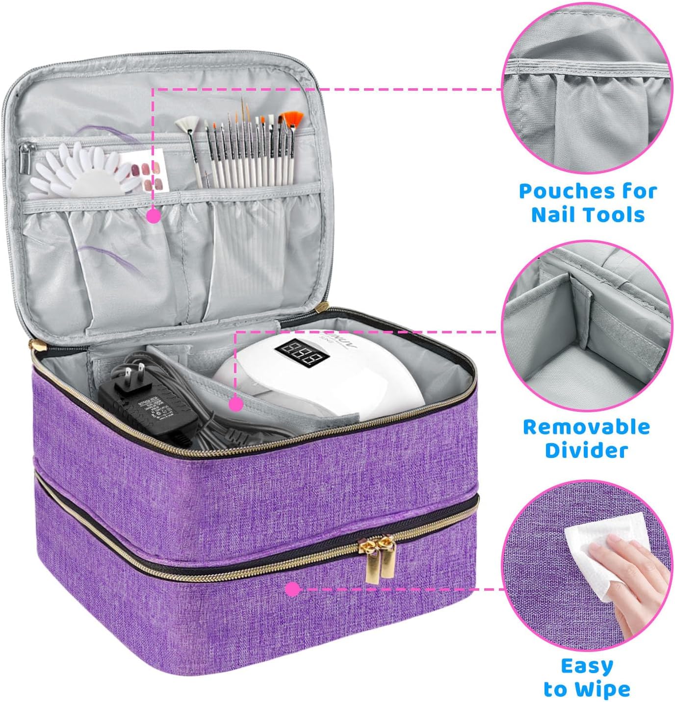 Nagellack-Organizer für 30 Flaschen, Nagellack Aufbewahrung Lila