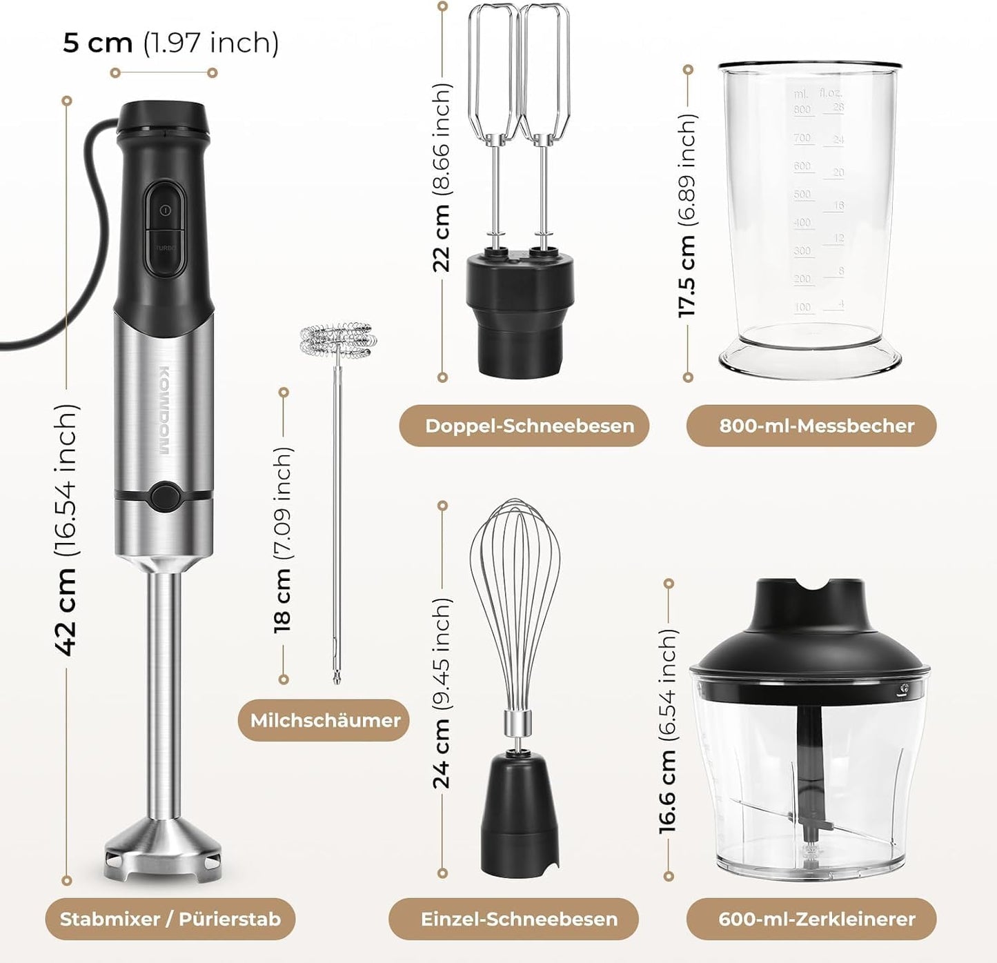 Stabmixer-Set, Silberfarben