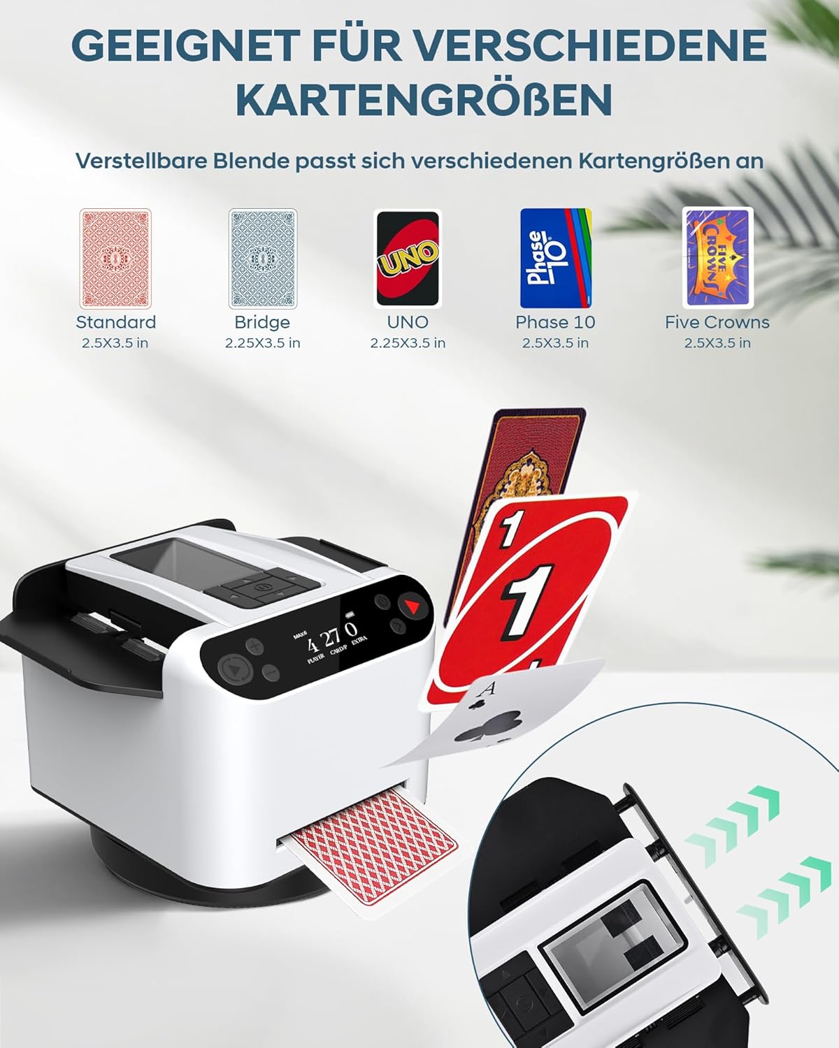 Automatischer Kartenmischer mit Verteiler, für 12 Decks, Weiß