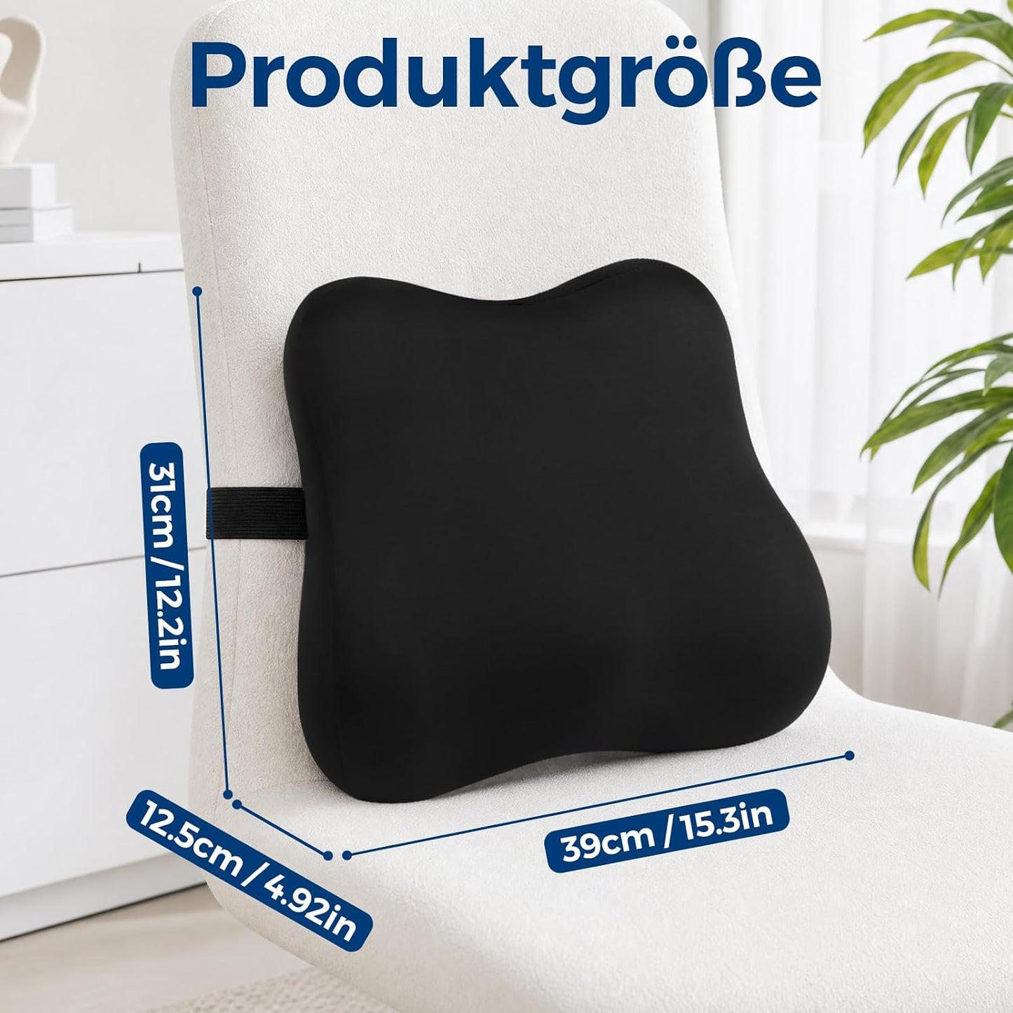 Ergonomisches Lendenkissen aus Memory Foam, Schwarz