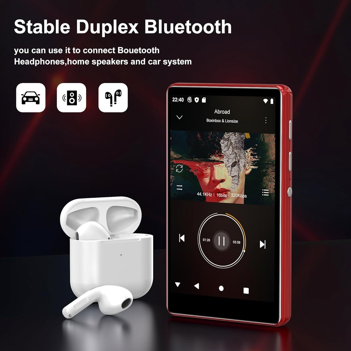 MP3-Player mit Touchscreen, Rot