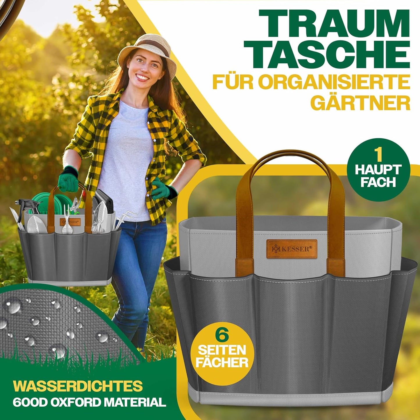 10-teiliges Gartenwerkzeug-Set mit ergonomischen Griffen, Grau / Anthrazit