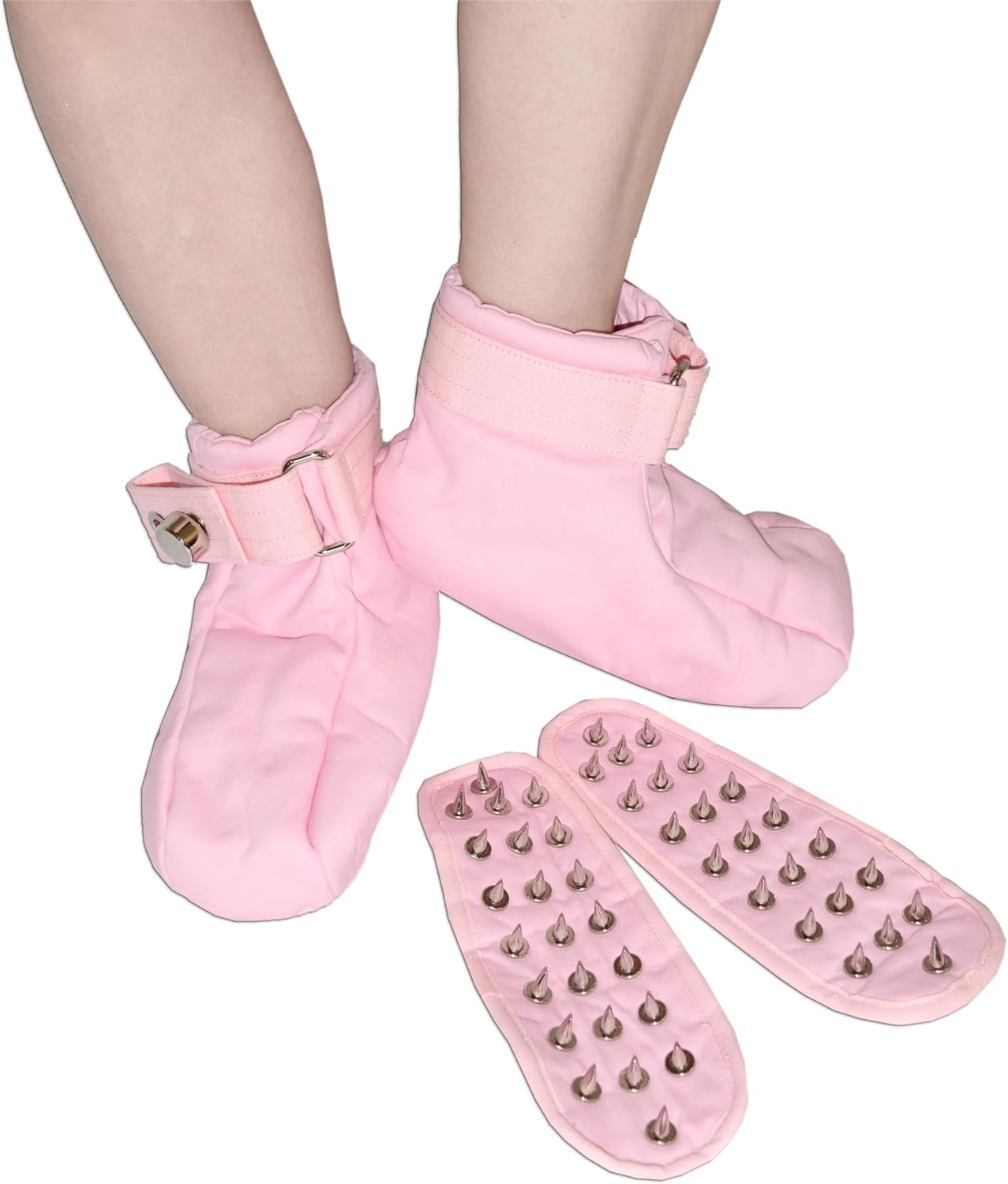 Abschliessbare ABDL Fussfessel mit Magnet-Schloss und Spike-Einlagen, Rosa