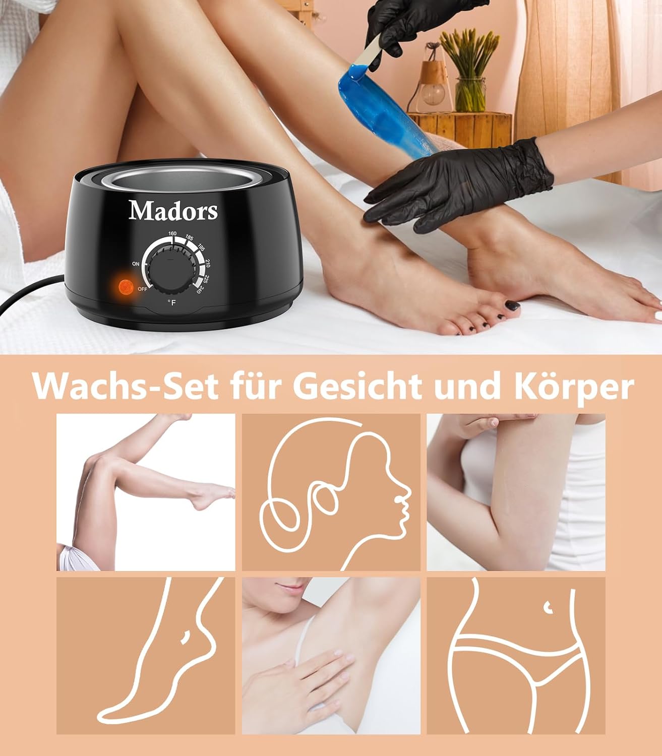 Wachswärmer-Set für Haarentfernung, Black