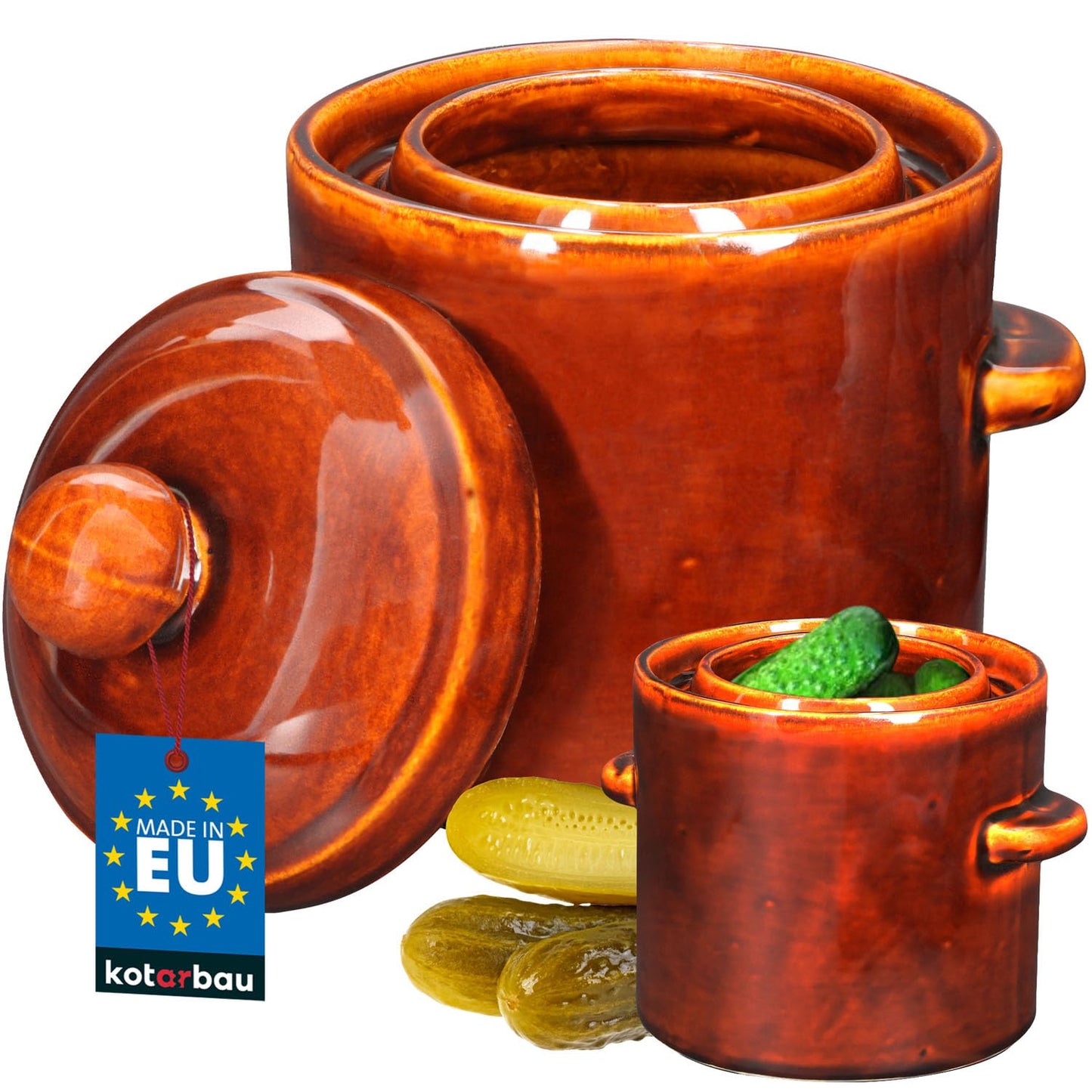 Gärtopf mit Deckel, 1,8 L Braun