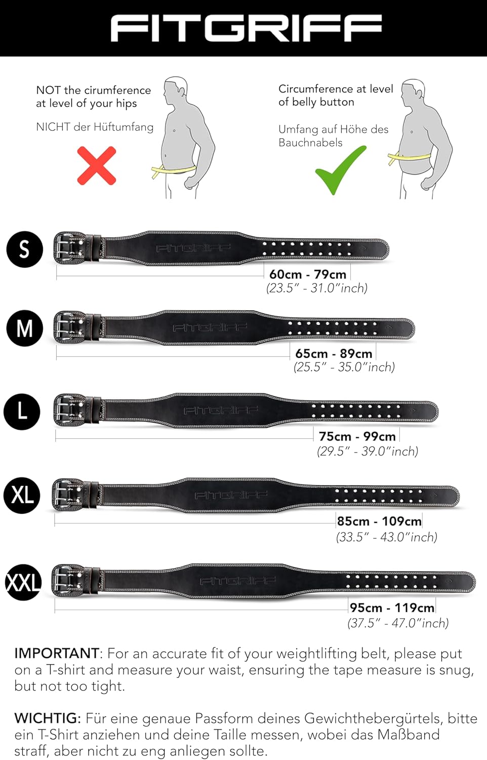 Gewichthebergürtel (65-89 cm Bauchumfang), 65 - 89cm Bauchumfang, Black (4 inch)
