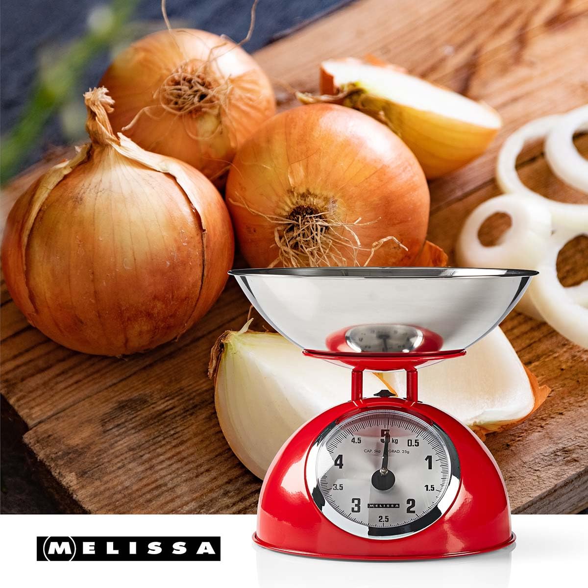 Retro-Küchenwaage | Analog | Metallgehäuse | Abnehmbare Schale | Max. 5kg | 25-Gramm-Schritt
