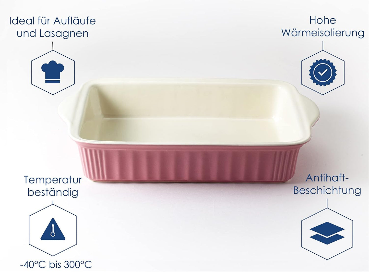 Grosse Auflaufform für 4 Personen, Pink Gross