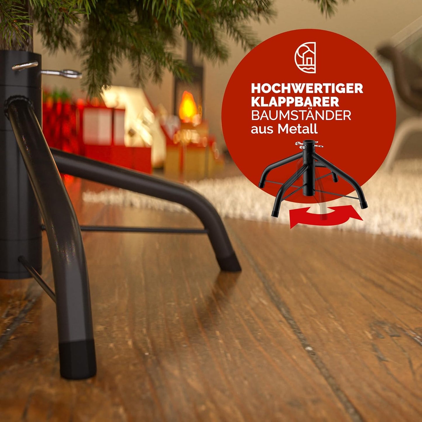 Künstlicher Weihnachtsbaum 150cm mit Metallständer, Grün 150 cm