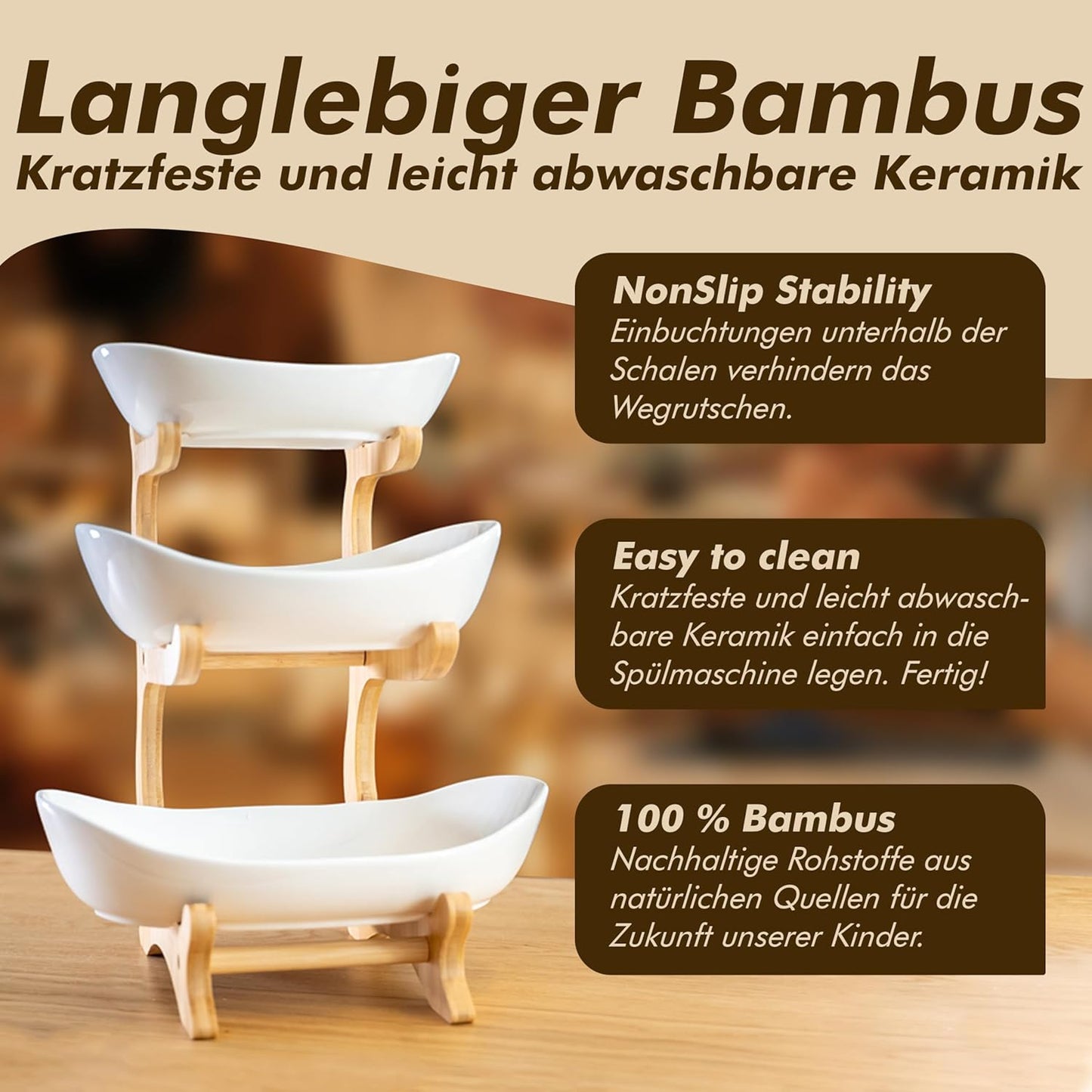 3-stöckige Obst-Etagere, Weiß