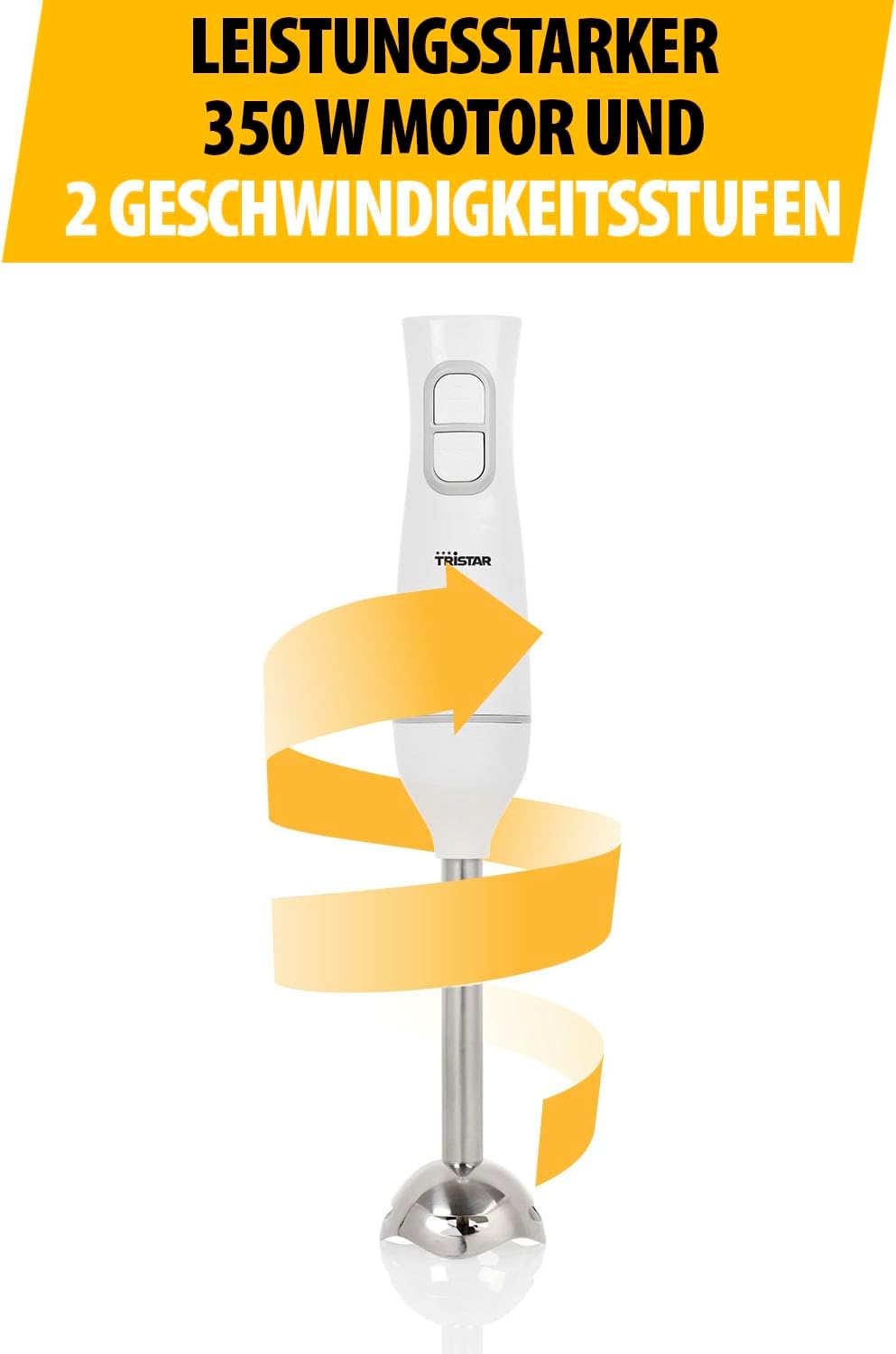 Stabmixer mit Edelstahl-Mixfuss, Puls- und Turbofunktion, Handmixer