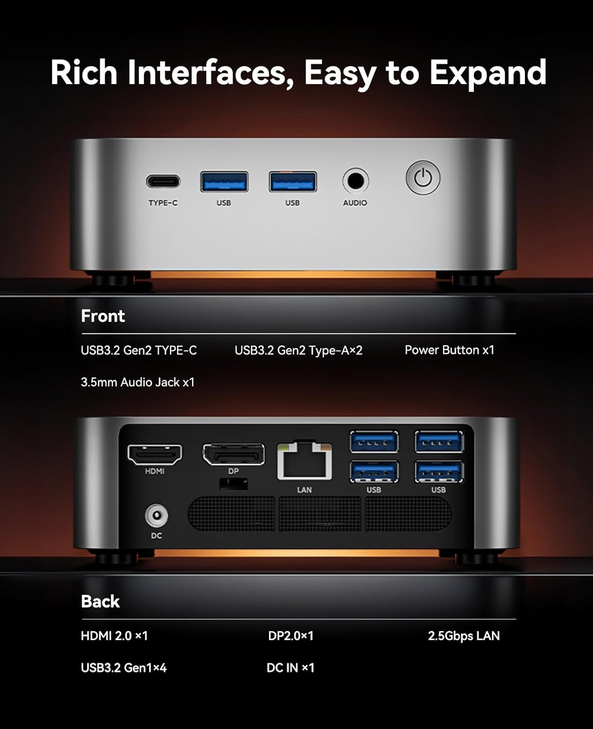 M1 Mini PC mit Ryzen 7 6800H Prozessor, R7 6800H 32GB LPDDR5+1TB SSD