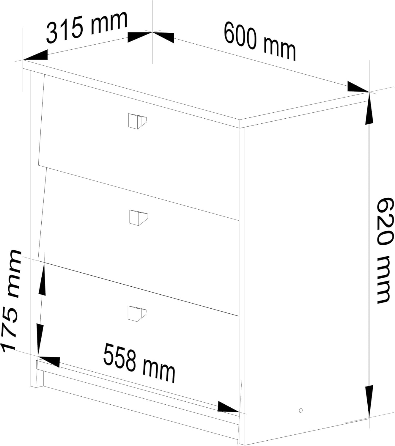 Schuhschrank mit 3 Klapptüren, Weiss