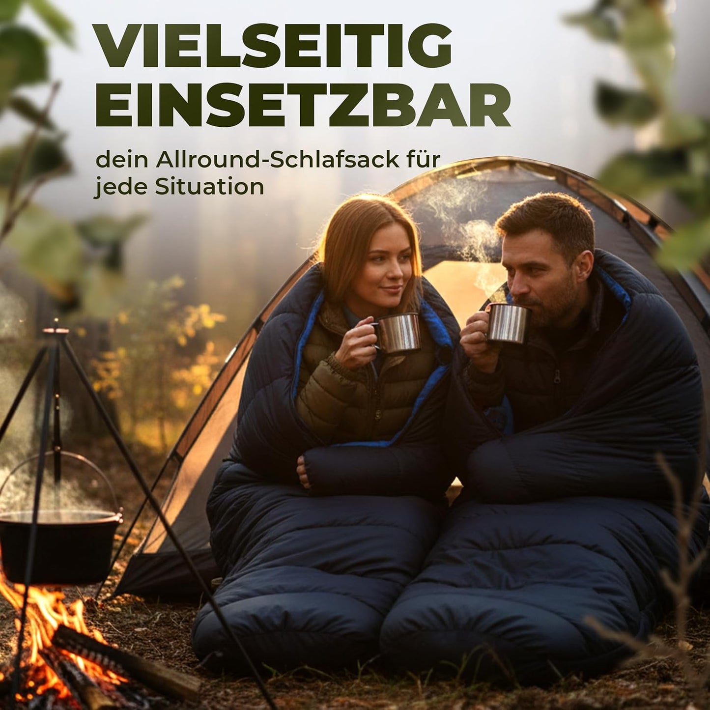 Ultraleicht Mumienschlafsack für 3 Jahreszeiten, Blau