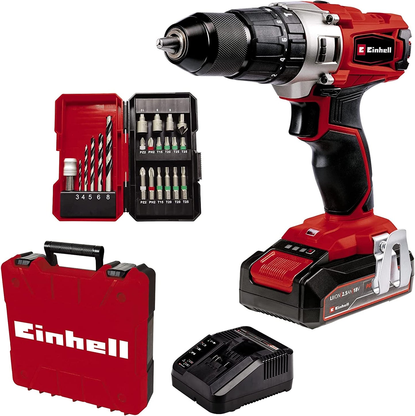 Akku-Schlagbohrschrauber TE-CD 18/2 Li-i +22, 18Volt, inkl. 2,5Ah Akku+Ladegerät+Koffer+22-tlg. Bit-Set