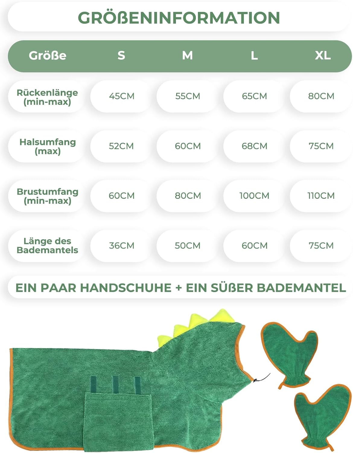 Hundebademantel, M Grün