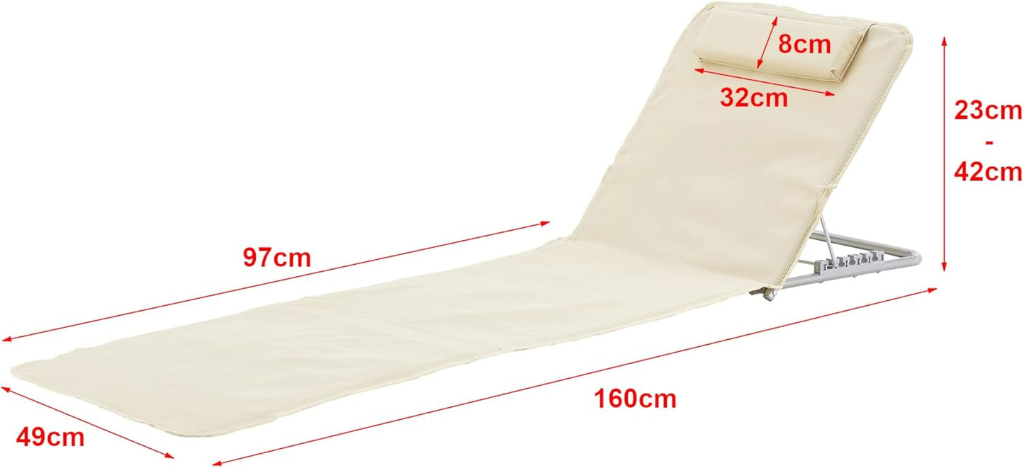 Strandmatte 2er-Set mit verstellbarer Rückenlehne, Beige