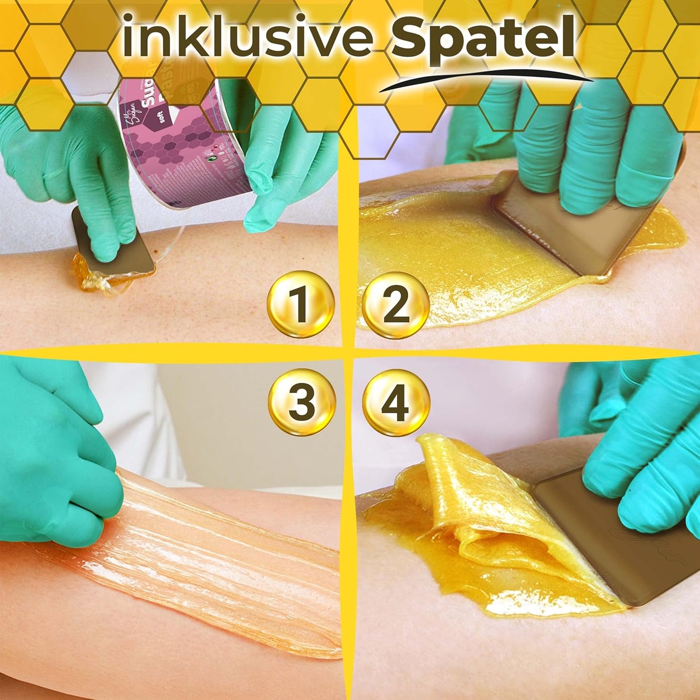 Sugaring Paste Set, 3x550g, mit Spatel, 3er Mix
