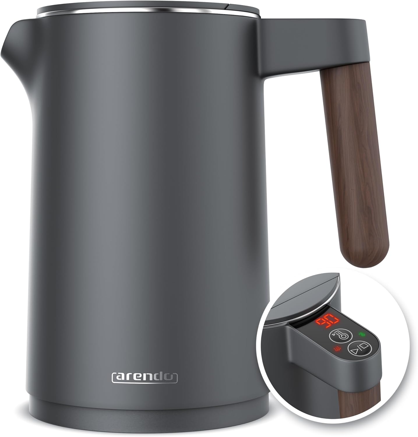 Wasserkocher mit Temperatureinstellung (45-100°C), B: Dunkler Griff