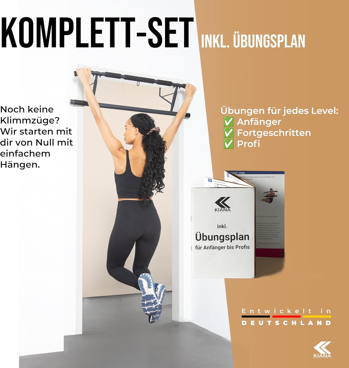 Klimmzugstange für Türrahmen bis 150kg, braun
