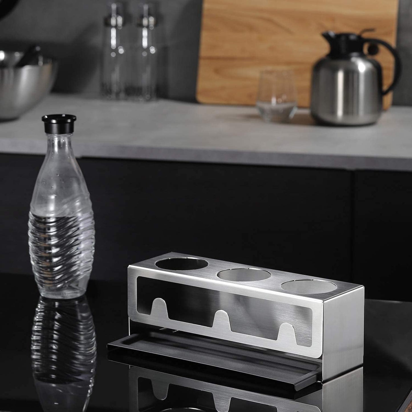 Flaschenhalter Abtropfständer für SodaStream, Matt-schwarz