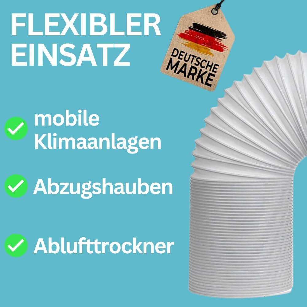 Flexibler Abluftschlauch für Klimageräte (150mm, 6m), 6 Meter Länge