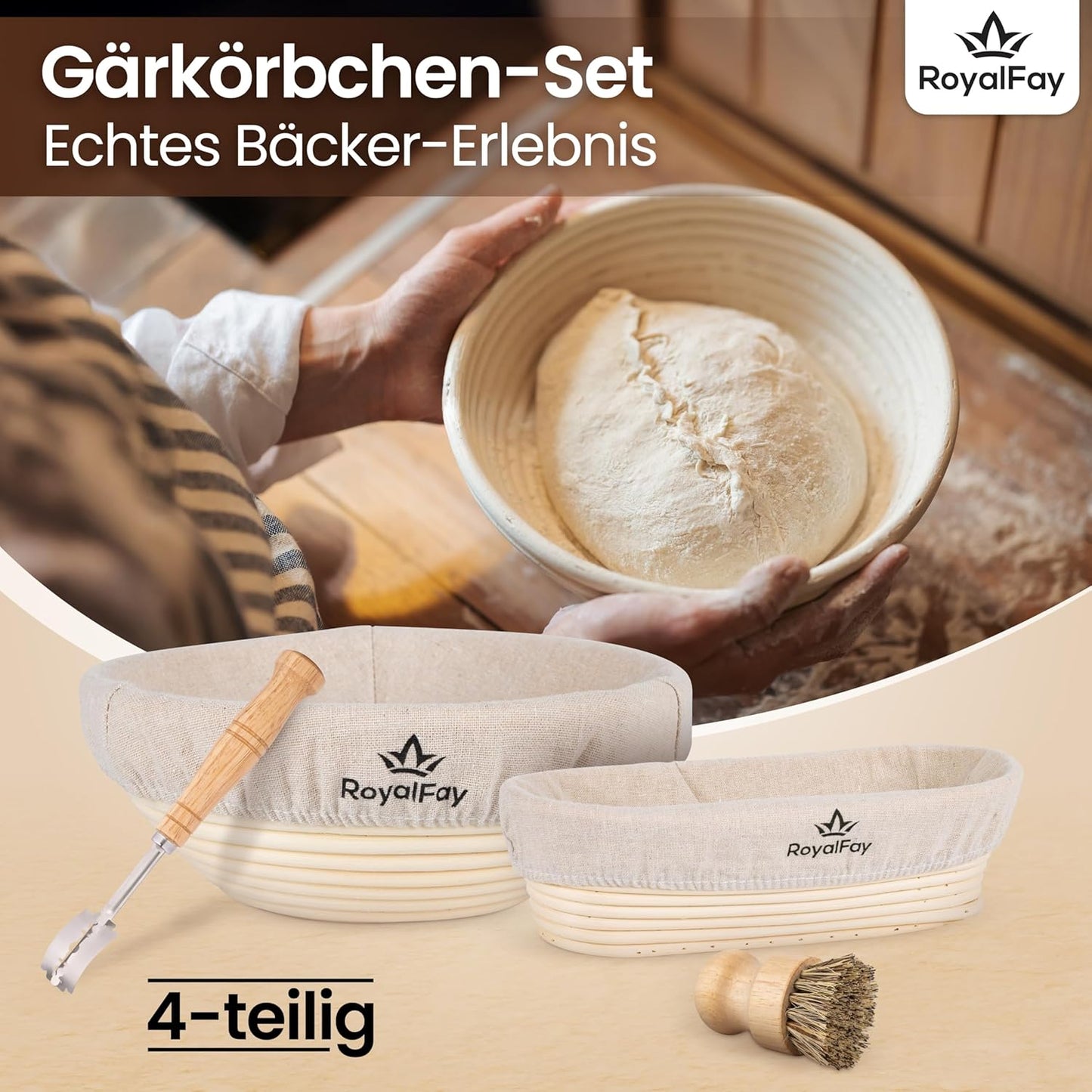 Gärkörbchen-Set mit Zubehör, oval & rund, Kombi Set