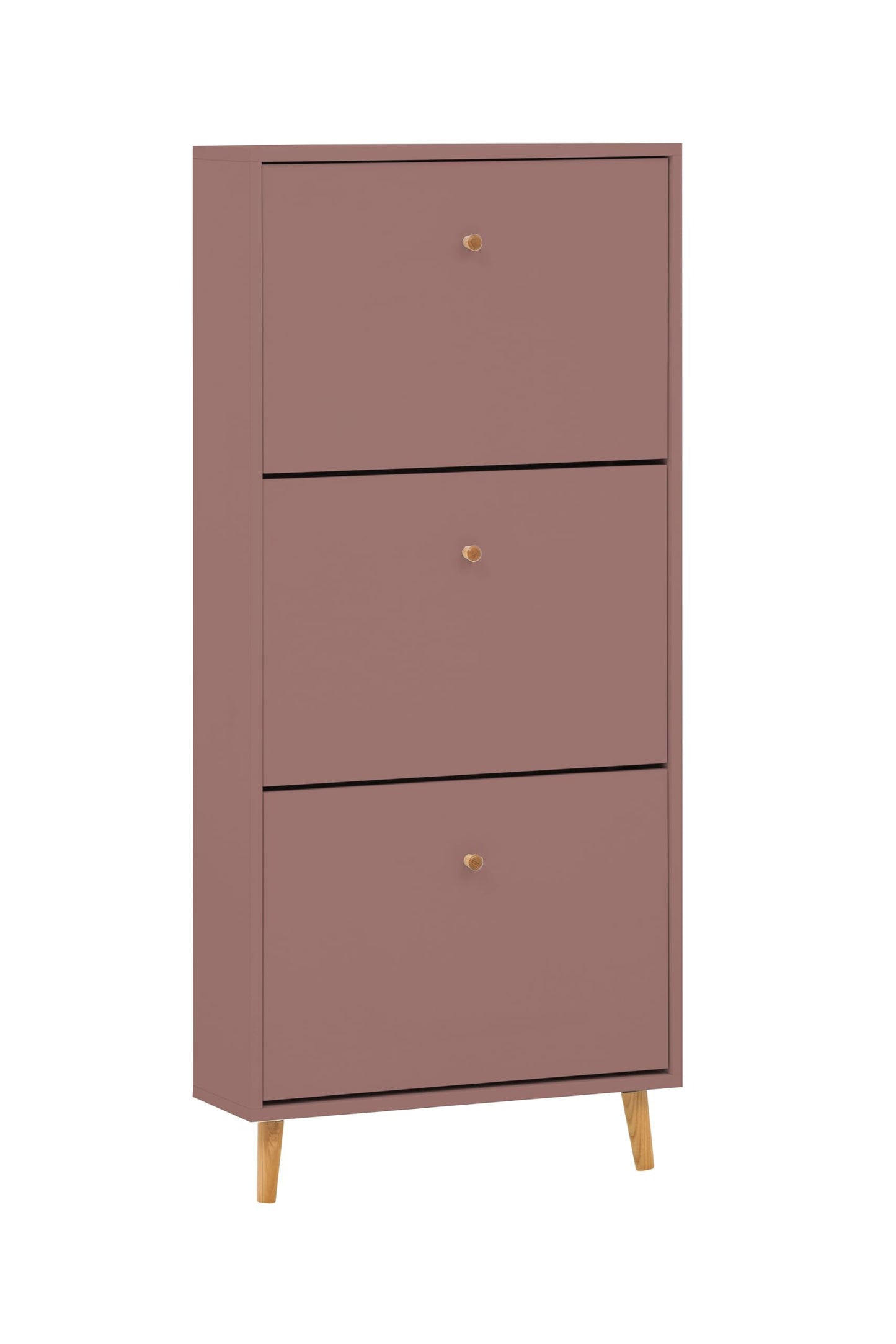 Schuhschrank mit 3 Klappen, platzsparend, 3 Klappen Mauve