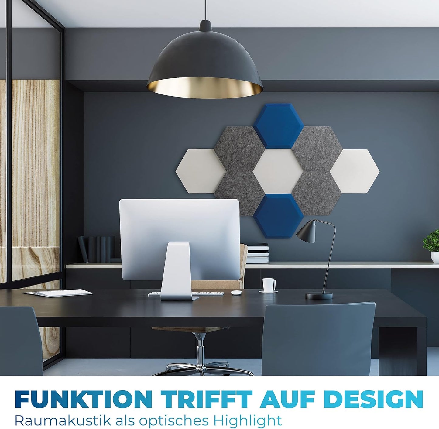 Schallabsorber Wand-Akustikbild, Starterset "HYBRID BLAU"