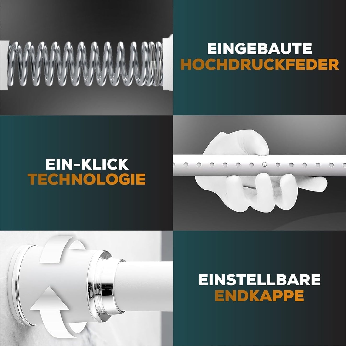 Klemmstange für Dusche, 87-120 cm Weiss