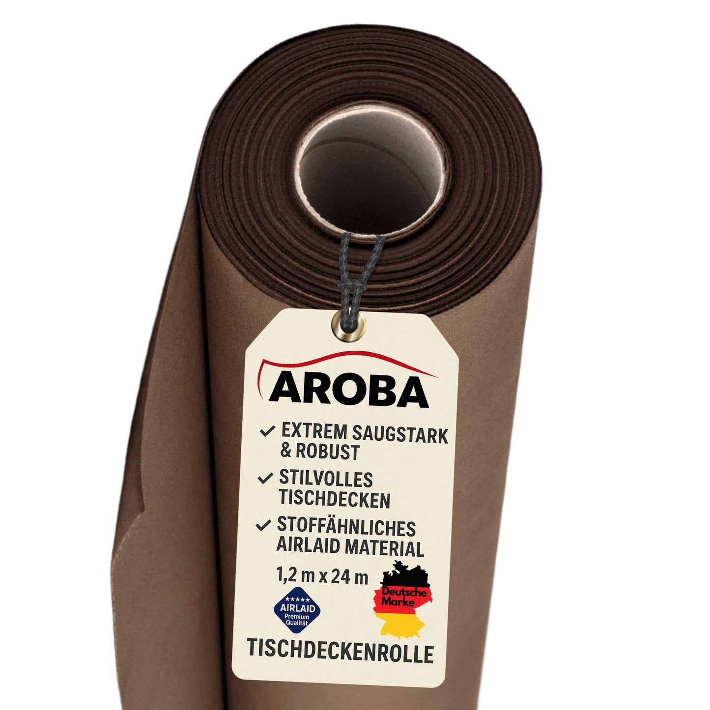 Airlaid Tischdeckenrolle, 2400 x 120 cm (Rechteckig) Braun