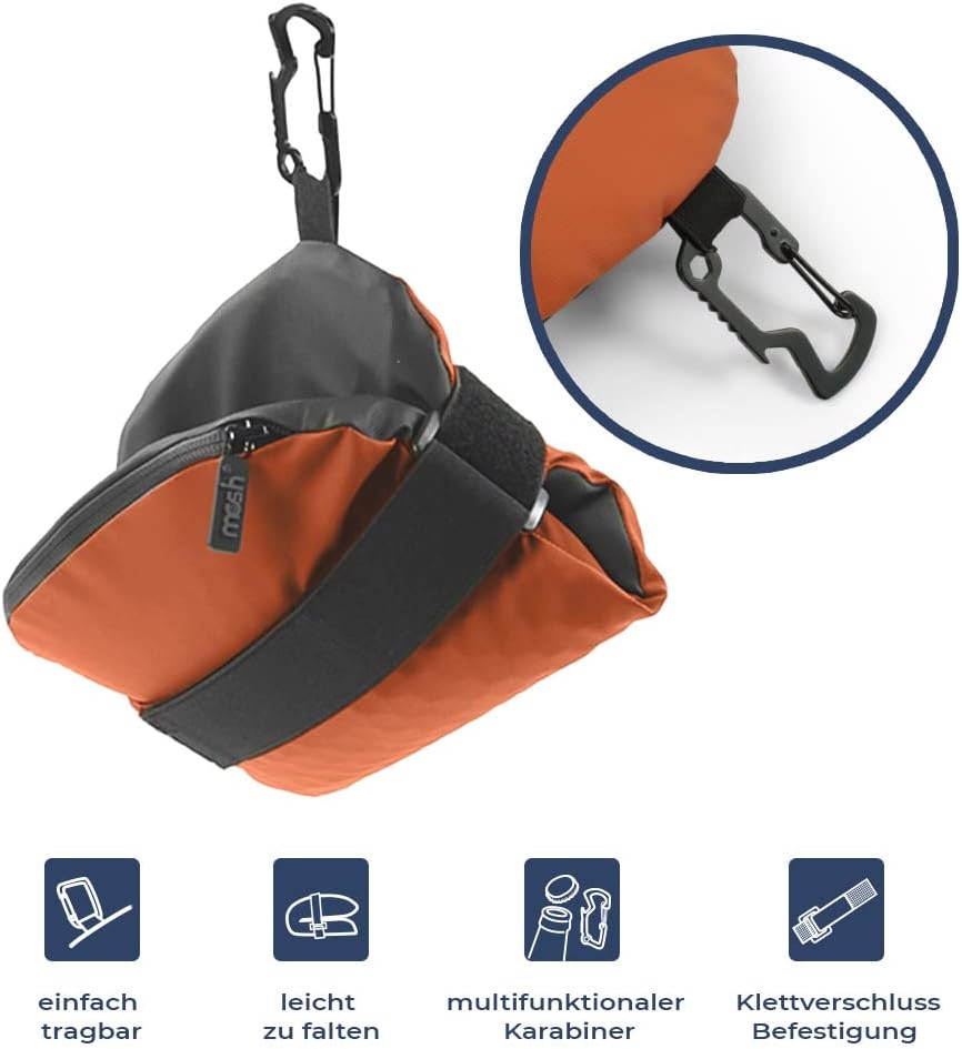 Outdoor Gelsitzkissen mit Karabiner, Orange / Schwarz