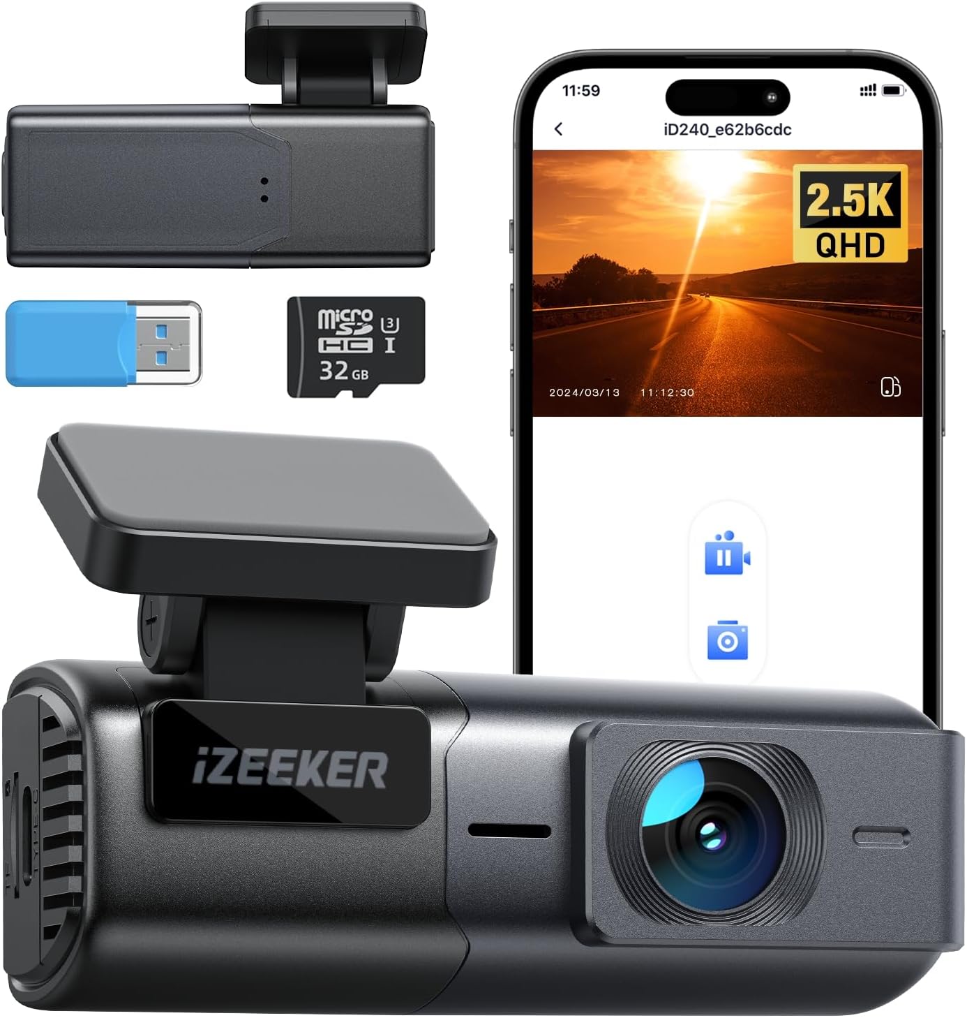 2,5K Dashcam mit WiFi und Nachtsicht