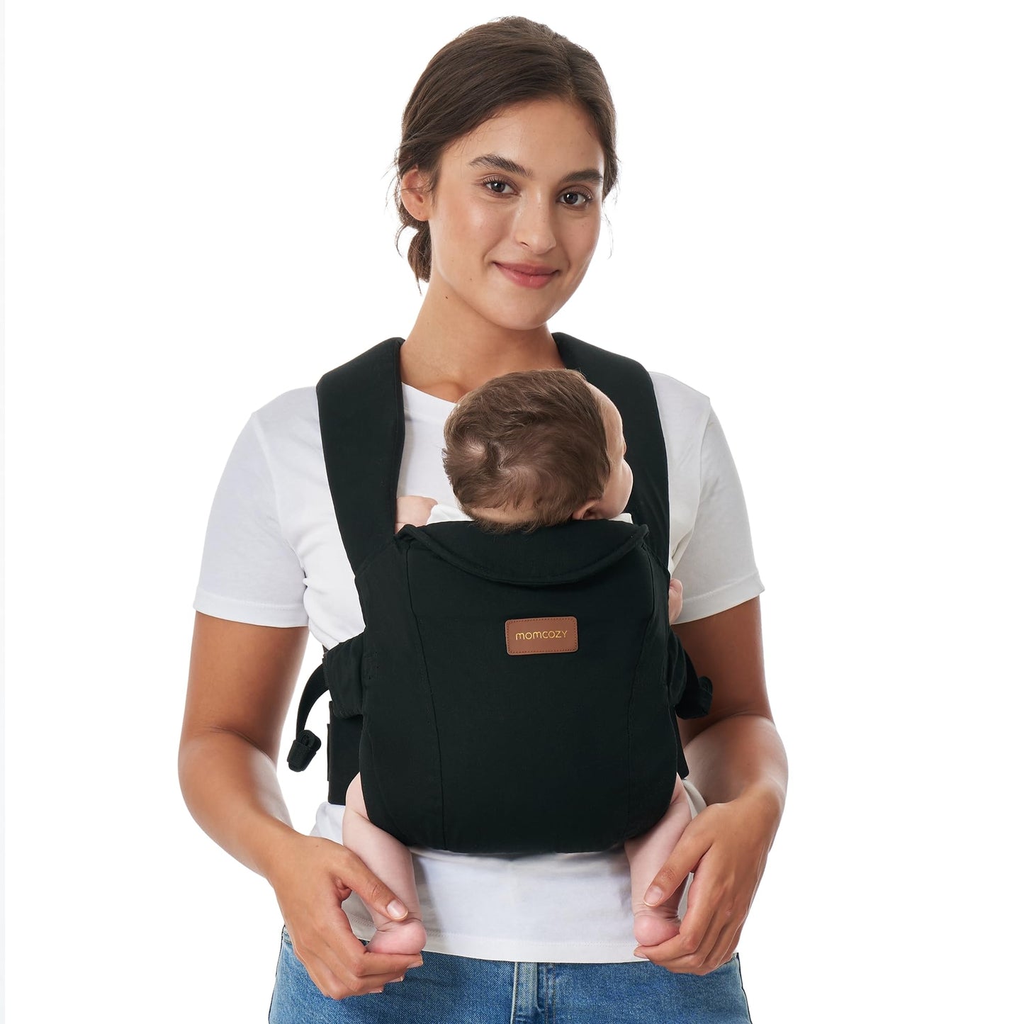 Ergonomische Babytrage mit Nackenstütze (3-11 kg), Schwarz