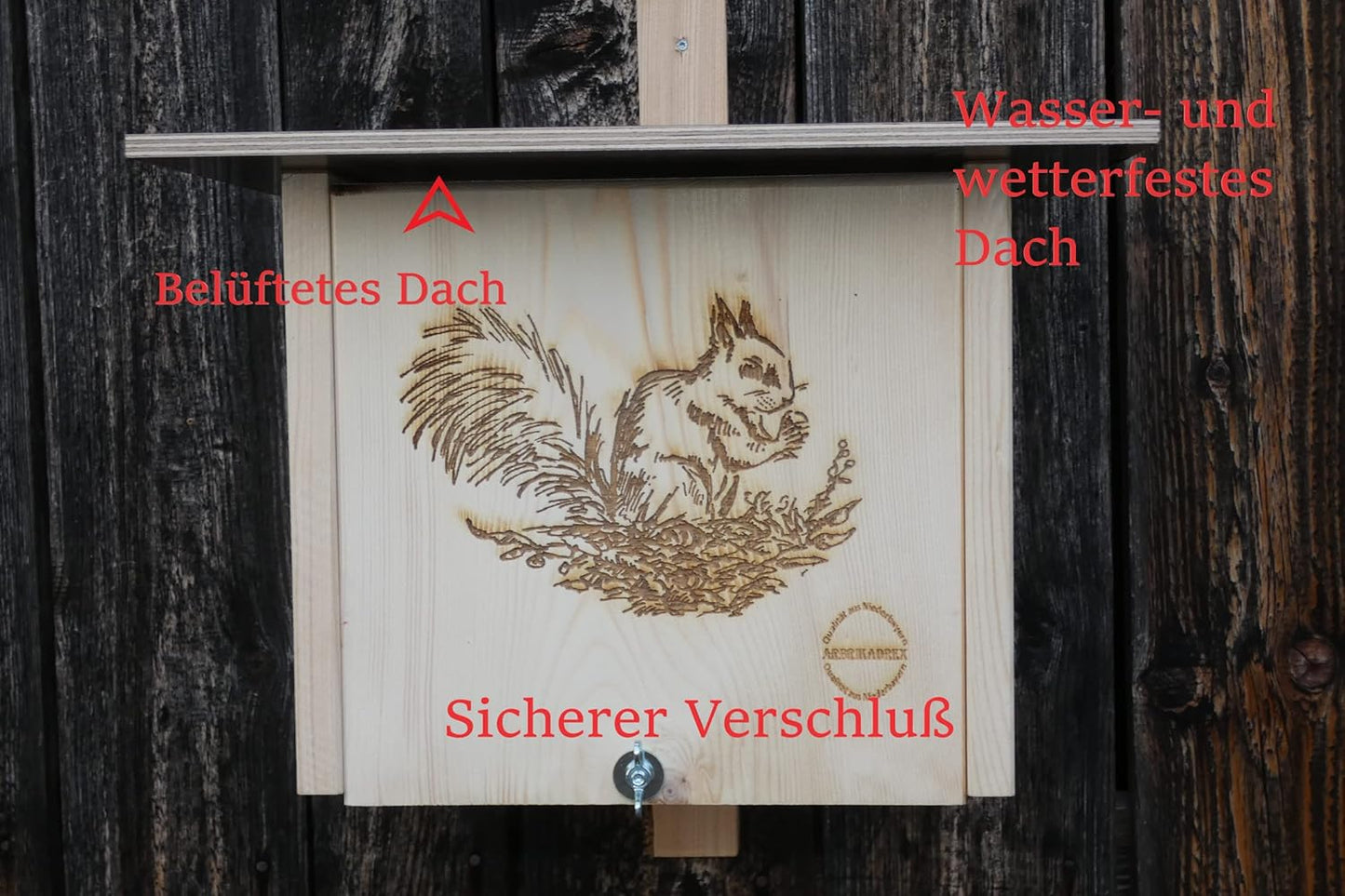 Eichhörnchen Kobel mit 3 Eingängen, 20mm Fichte 2 x von Hand hochwertig Imprägniert