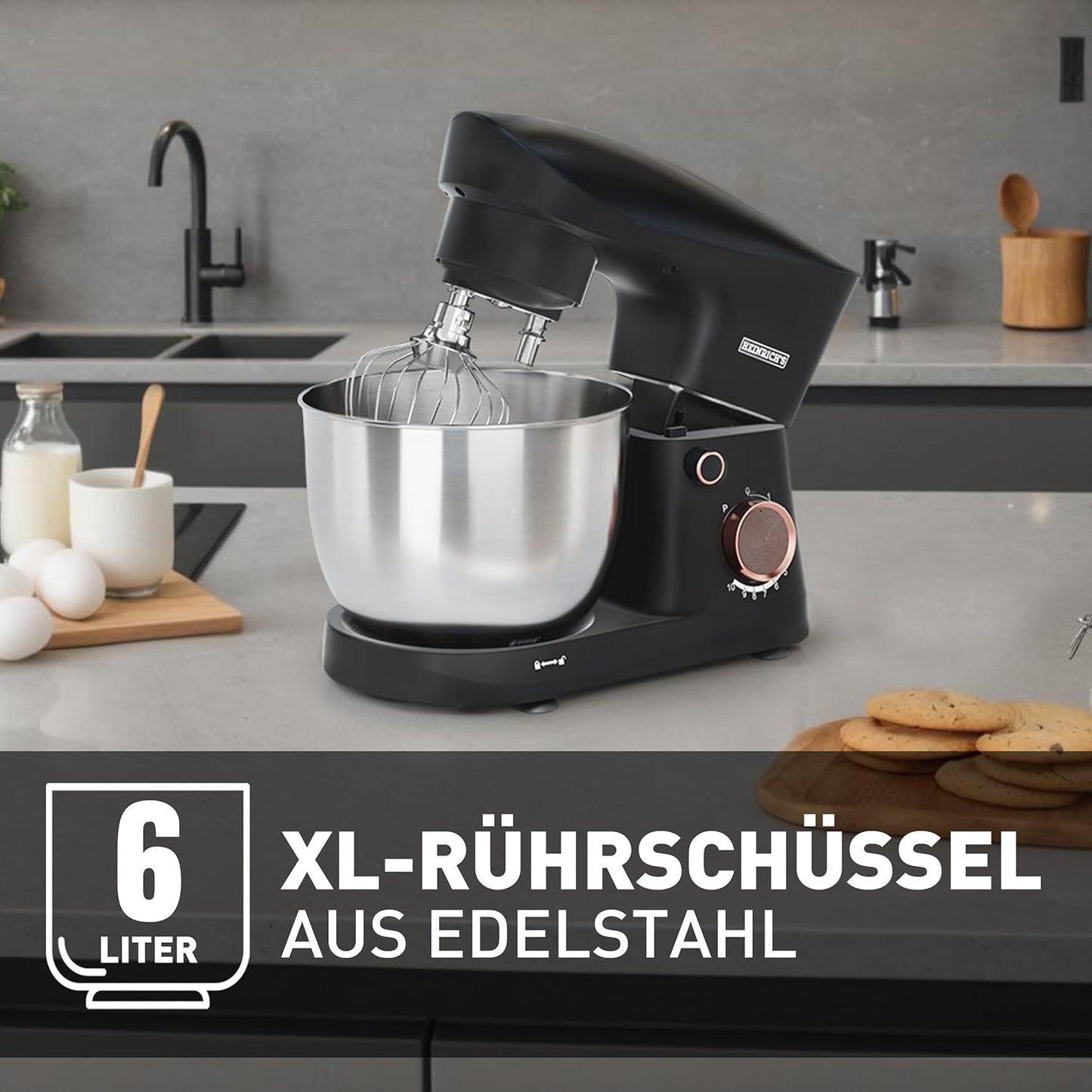 Küchenmaschine mit XL-Rührschüssel, Titan