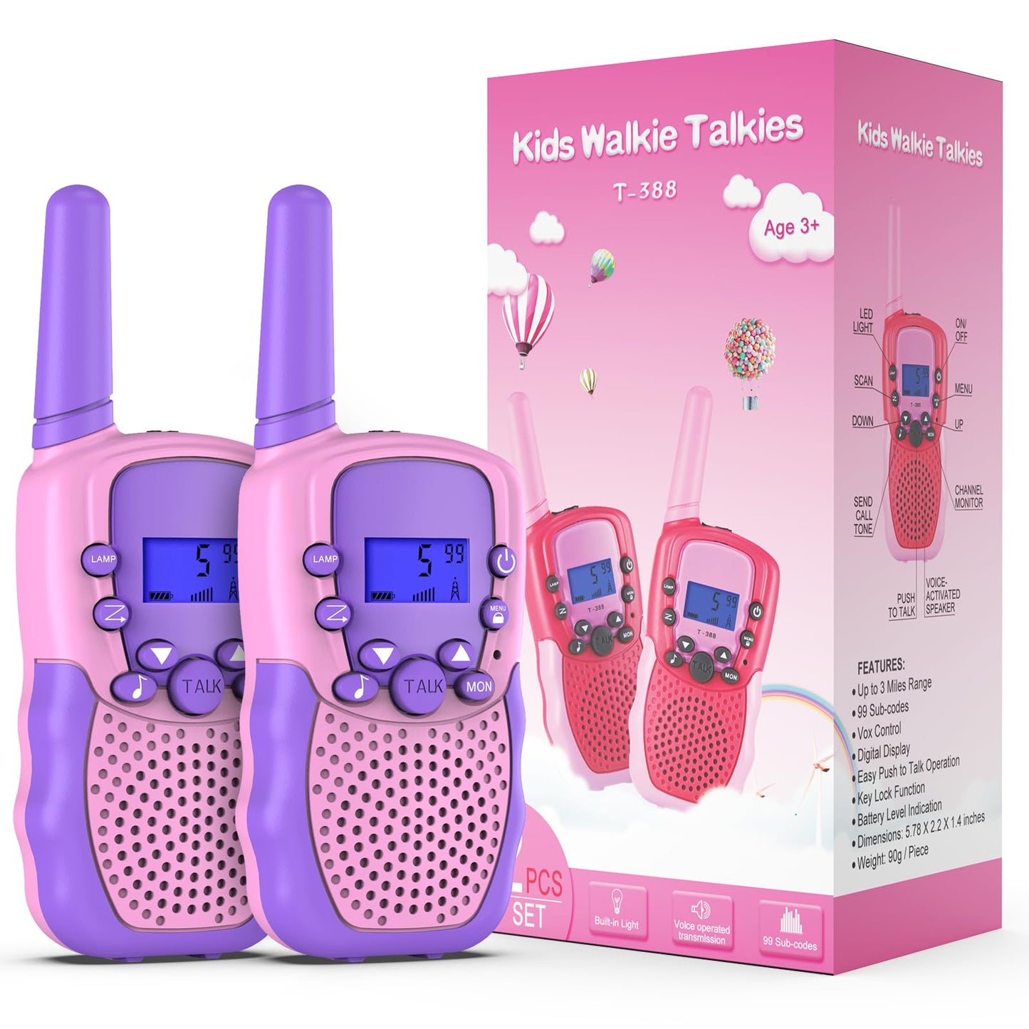 Walkie-Talkie-Set für Kinder, Rosa-Violett