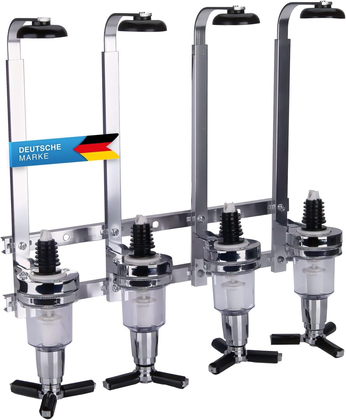 Wandmontage Flaschenhalter mit 4-fach Dosierer, 4-fach Halterung Wandmontage