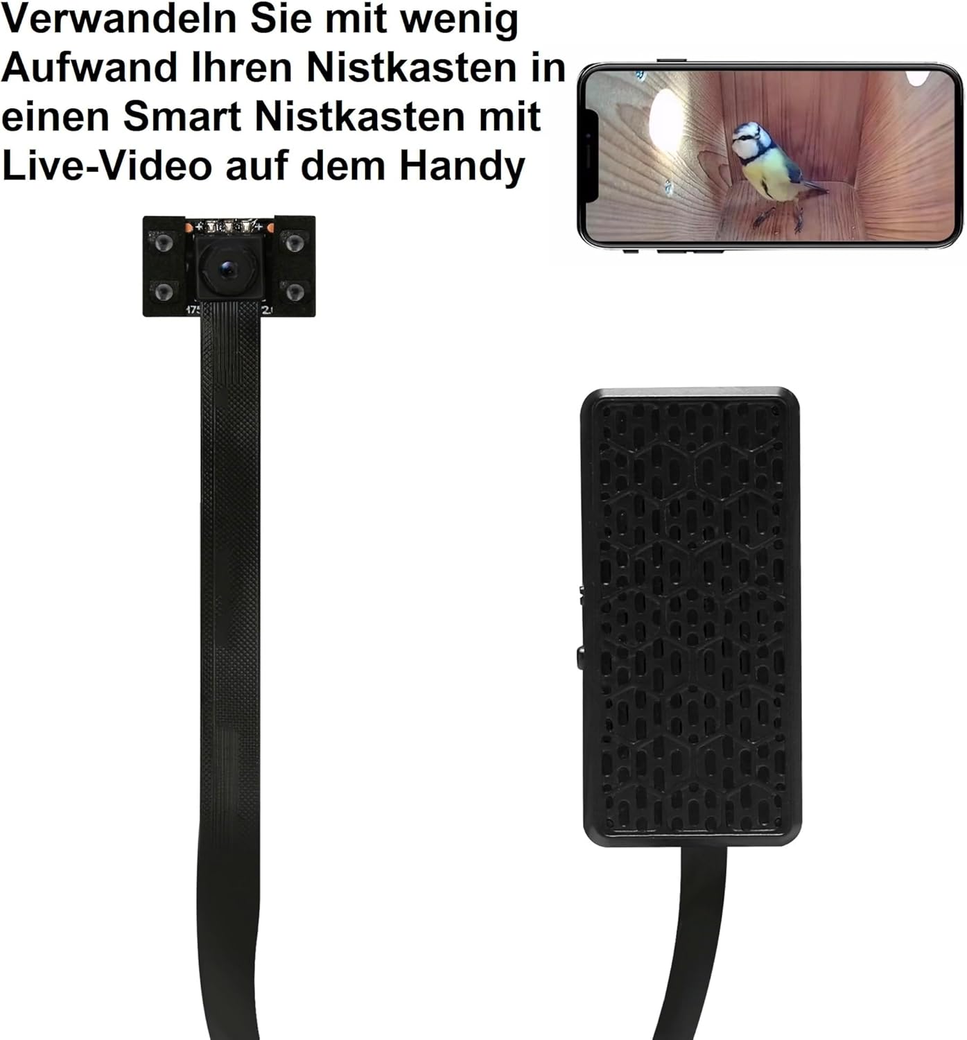 4K Mini WLAN-Kamera für Nistkästen mit Nachtsicht
