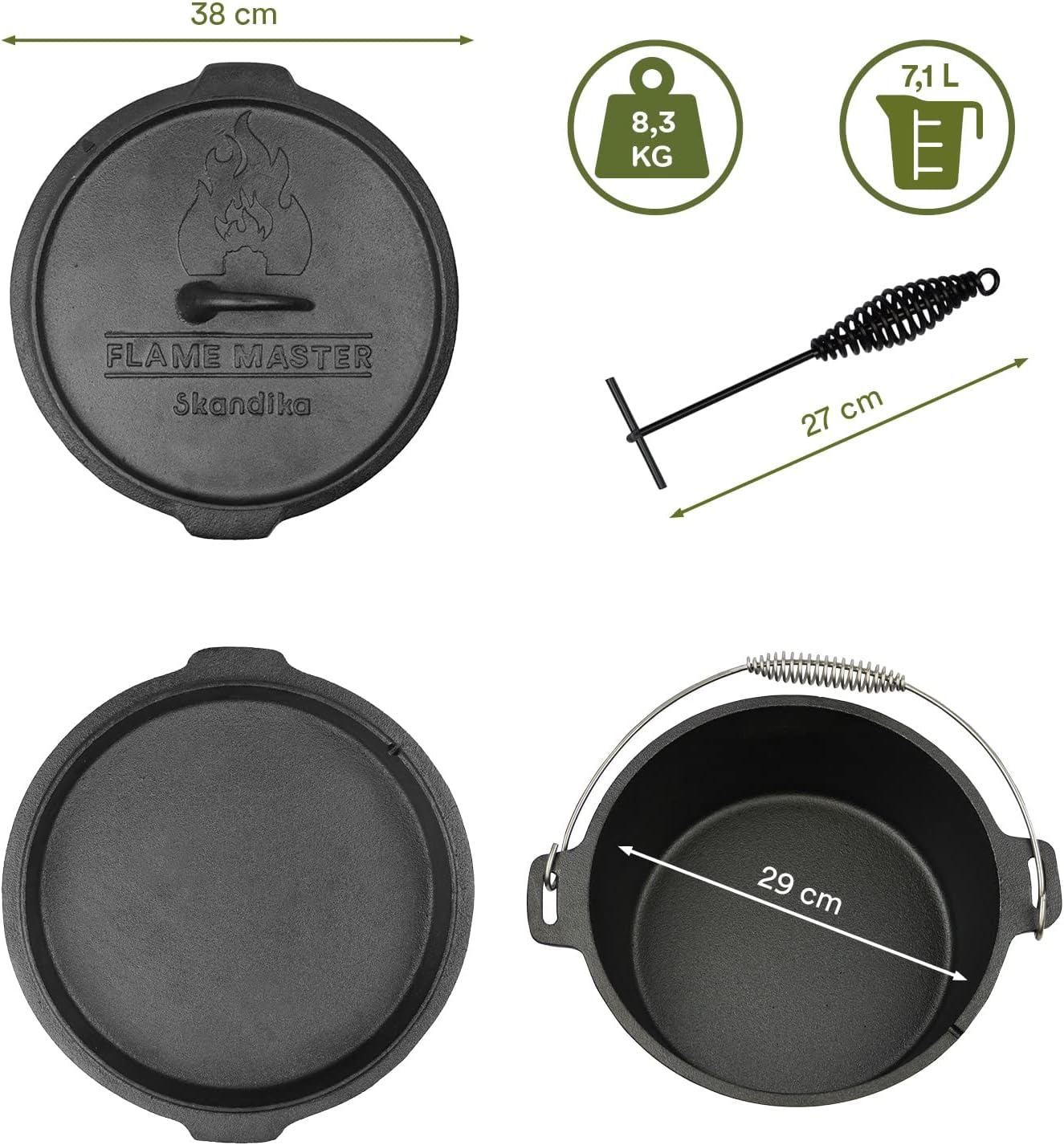 Dutch Oven Flame Master, 7,1 L Topf ohne Füsse