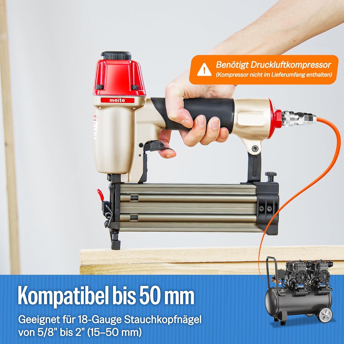 Druckluft-Nagelpistole F50C mit Sicherheitsnase, F50C