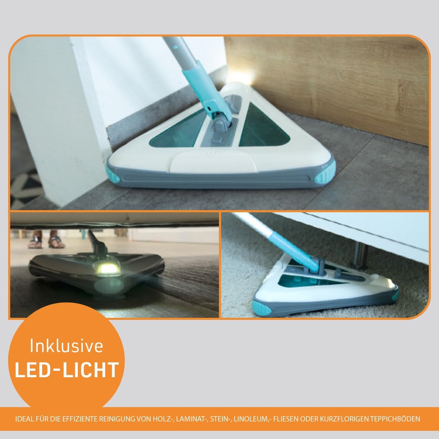 Deeper Sweeper Kabelloser Akku-Bodenreiniger mit LED-Licht