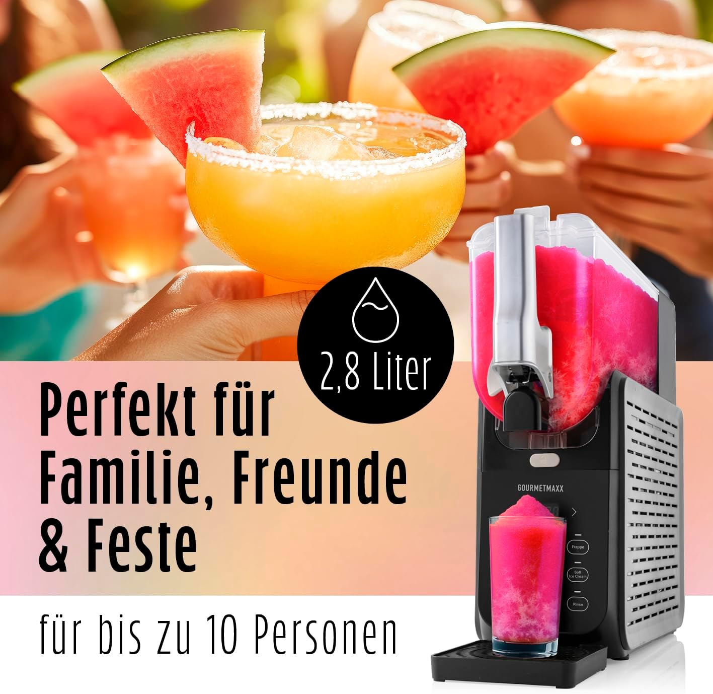 FreezeUp Slush Eismaschine, 2,8 L, 5 Modi