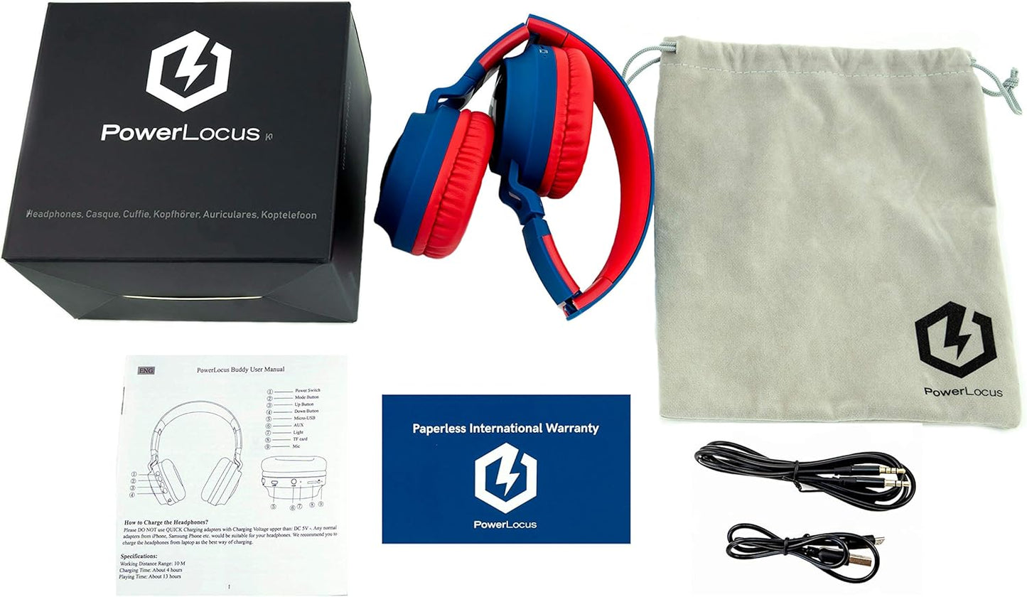 Kinderkopfhörer Bluetooth, Blau/Rot-N