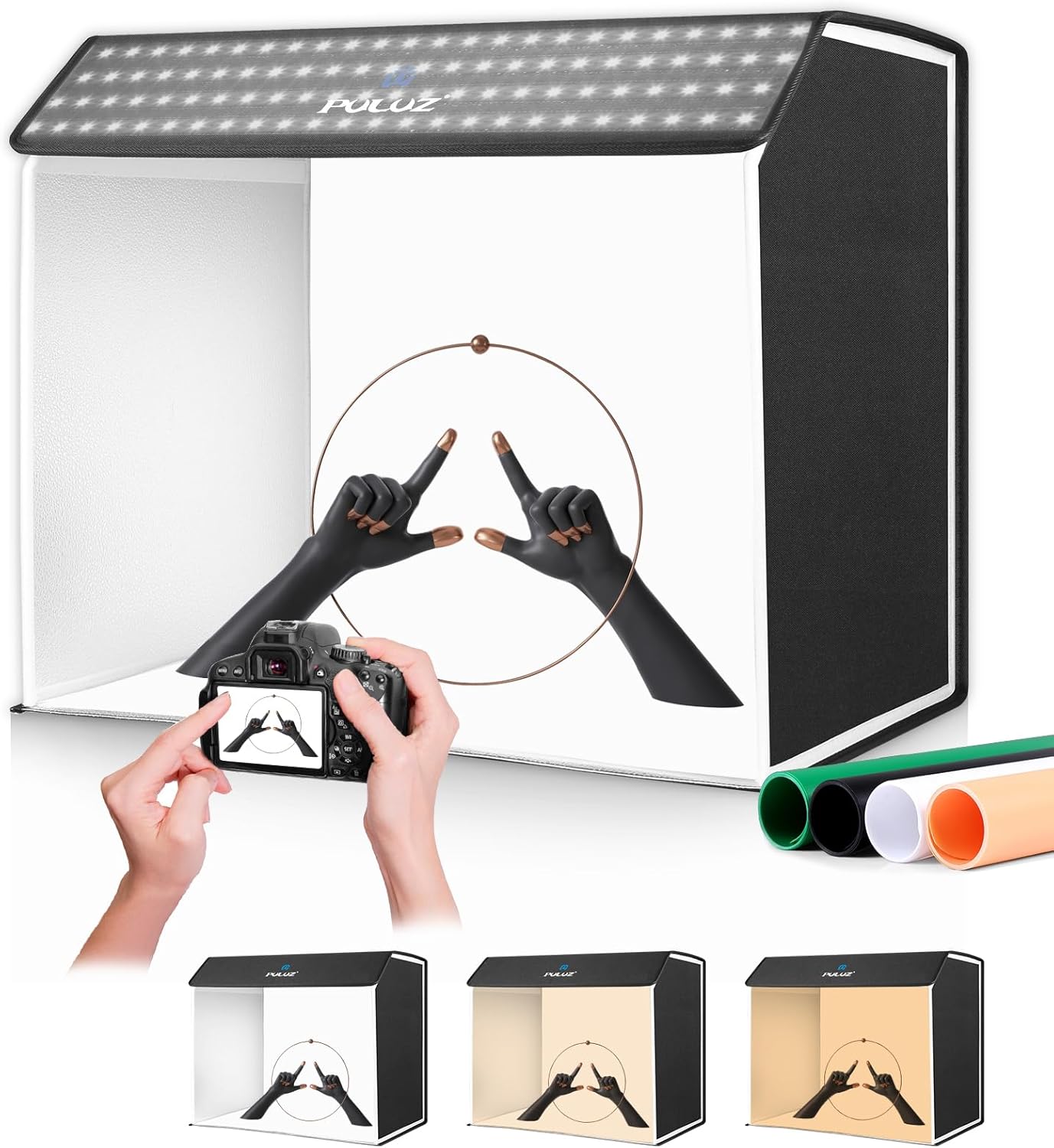 Upgrade Fotobox 60x40cm mit dimmbaren LEDs, Schwarz_60x40cm