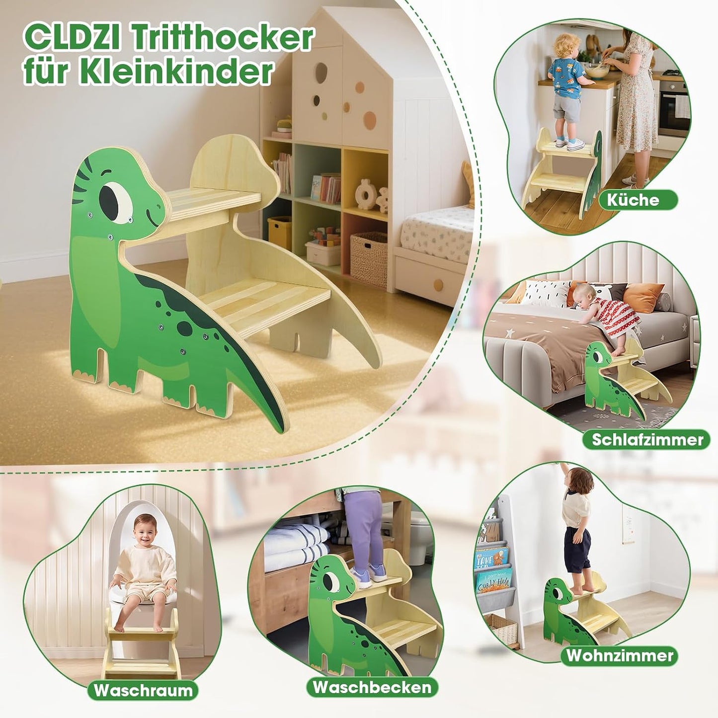 Tritthocker mit 2 Stufen, Dinosaurier