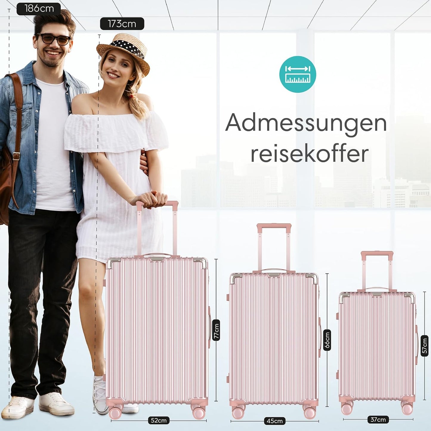 Hartschalenkofferset mit TSA-Schloss (2-teilig), 2 Telig Rose Gold