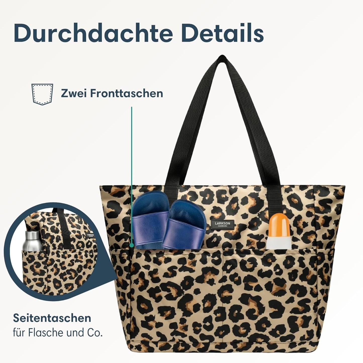 Strandtasche XXL mit Reissverschluss für Damen & Herren, Leo