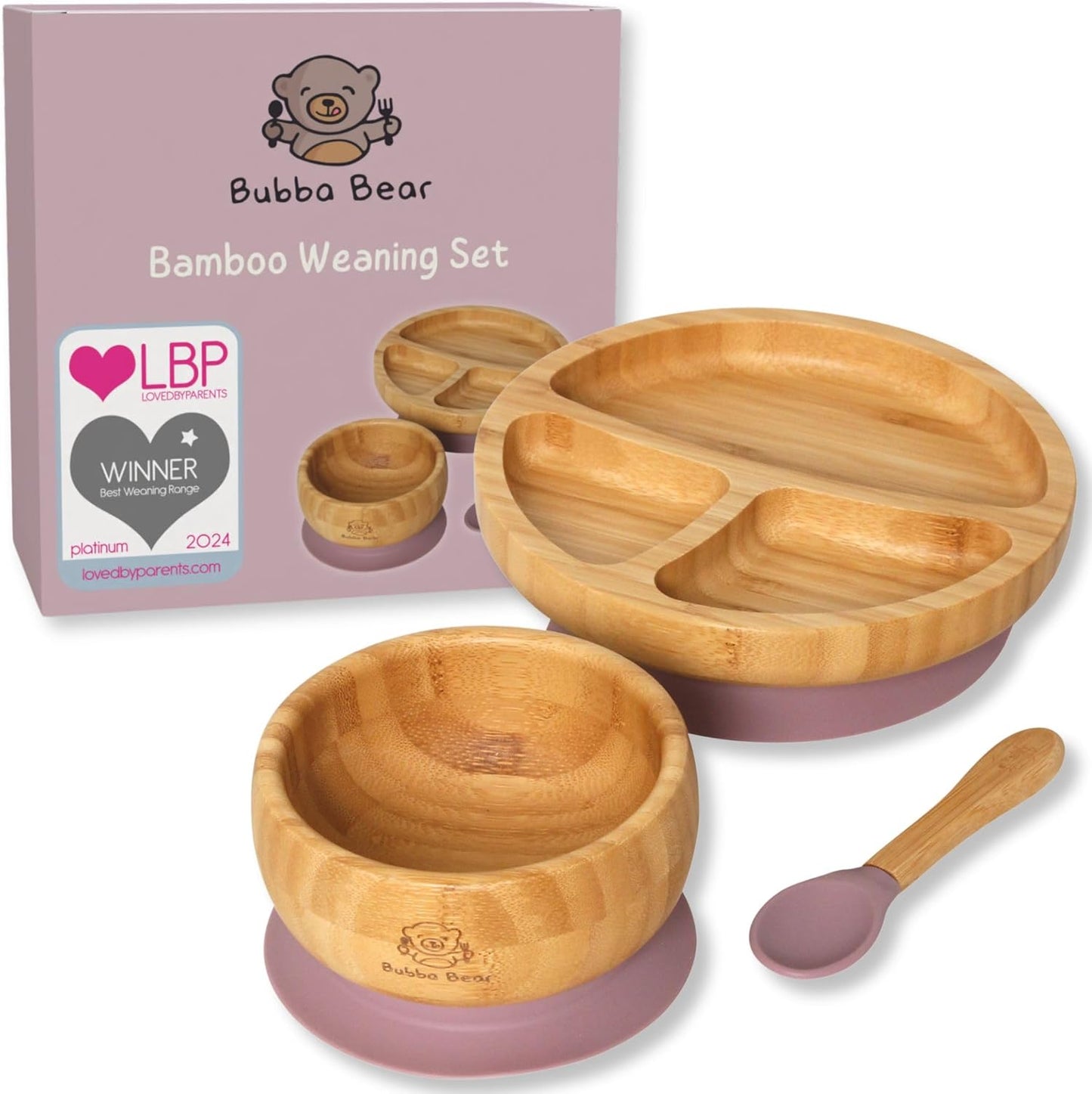 Kindergeschirr-Set mit Saugnapf, Holunderbeere
